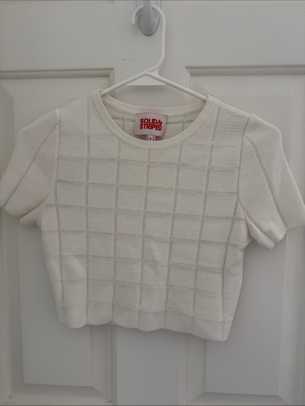 SOLID & STRIPED White Textured Cara Crop Tee